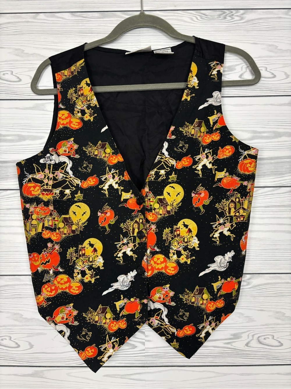 Vintage Basic Editions Halloween fall vest size medium 90’s pumpkins
